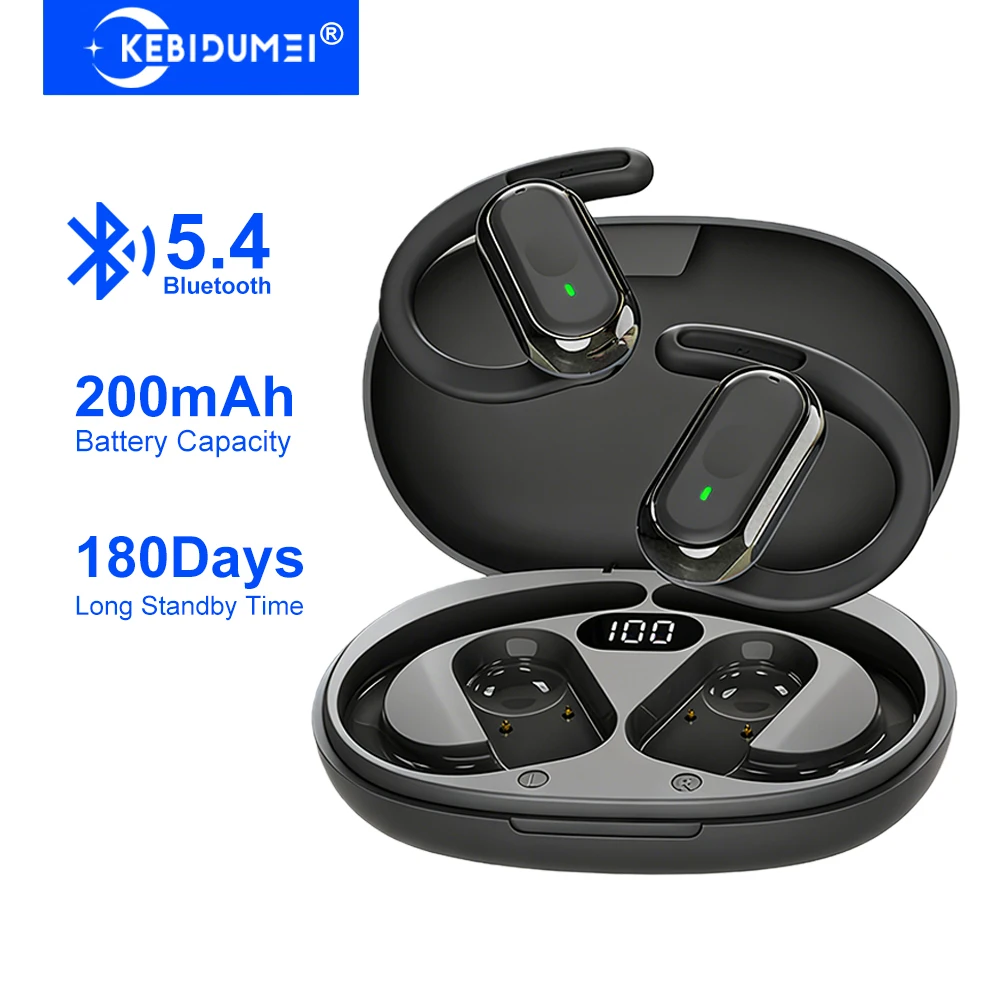 Silicone Ear Hooks Sports Headphones - KEBIDUMEI مفتوح الأذن بلوتوث 5.4 سماعات