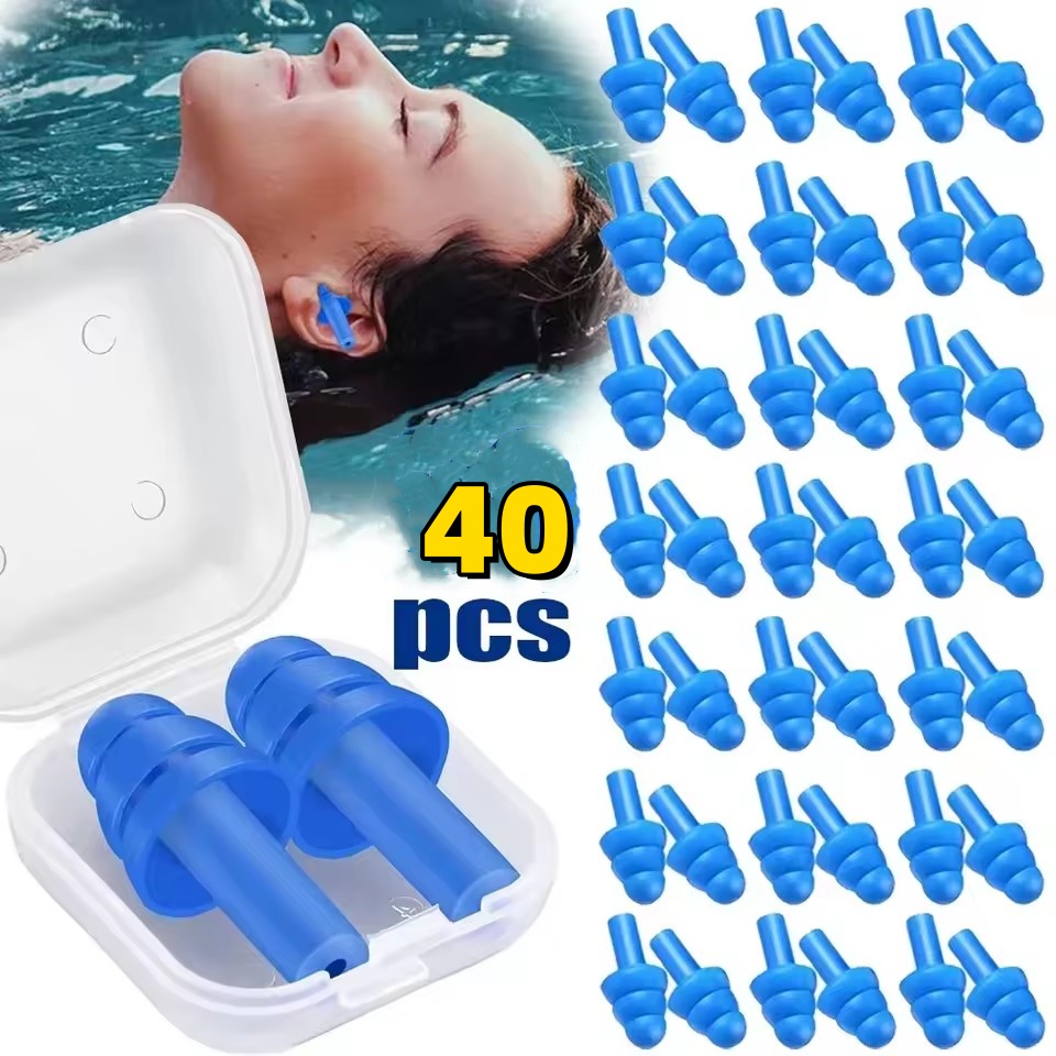 Waterproof Swimming Earplugs Silicone - قابلة لإعادة الاستخدام مقاوم للماء لينة