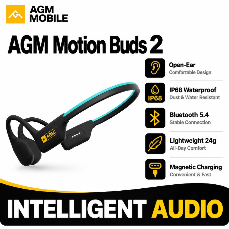 Magnetic Charging Cable Bone Conduction - سماعات أذن AGM Motion Buds 2