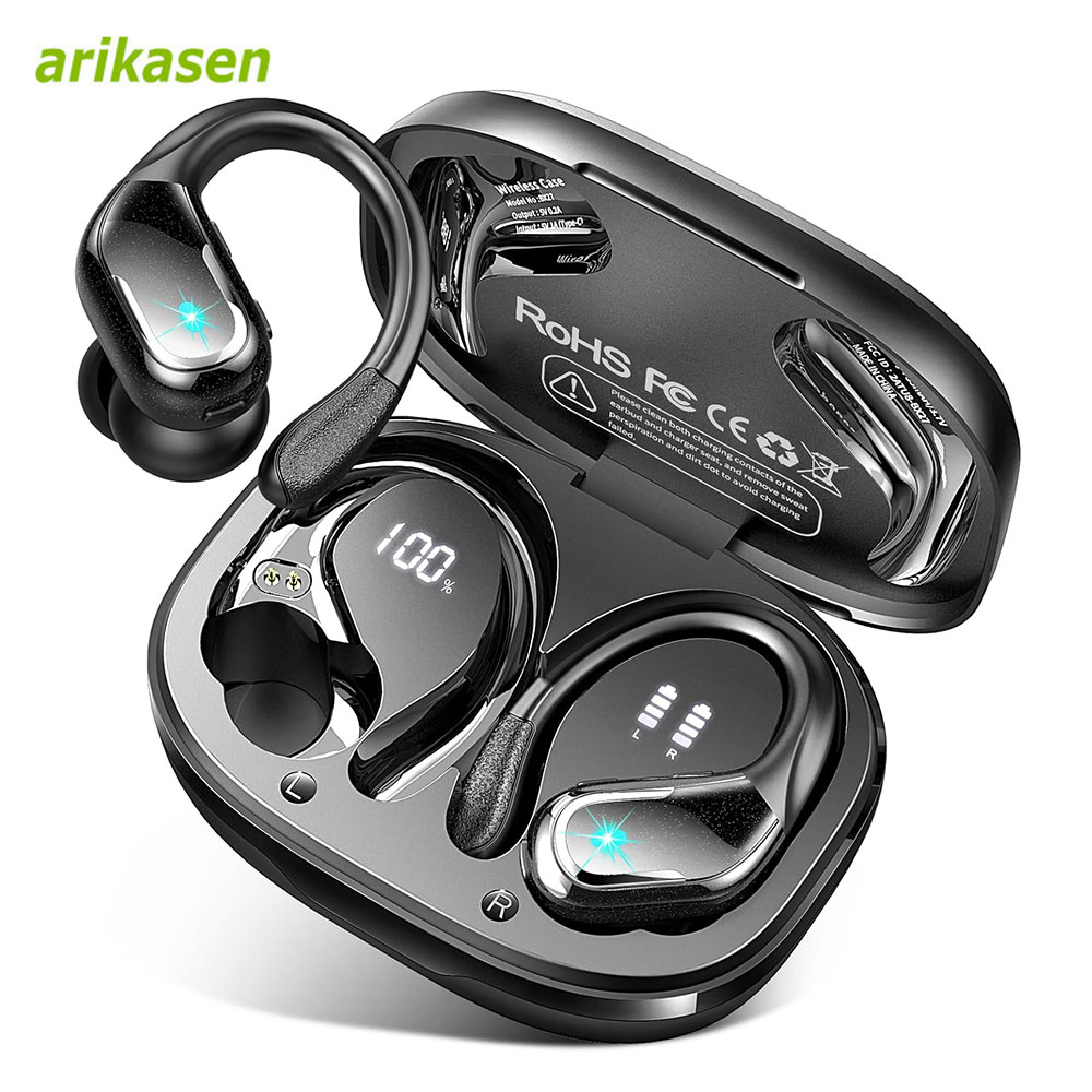 Silicone Ear Hooks Sports Headphones - سماعات رأس لاسلكية مقاومة للماء مزودة