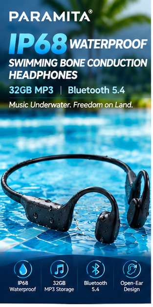 سماعات رأس بتقنية توصيل الصوت  - مراجعة Swimming Bone Conduction Earphones Ip68 Mp3 وسعره