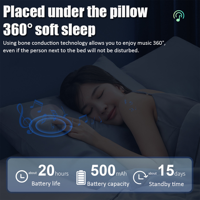 سماعة بلوتوث التوصيل العظام ال - مراجعة Bone Conduction Pillow Speaker Sleep Aid وسعره
