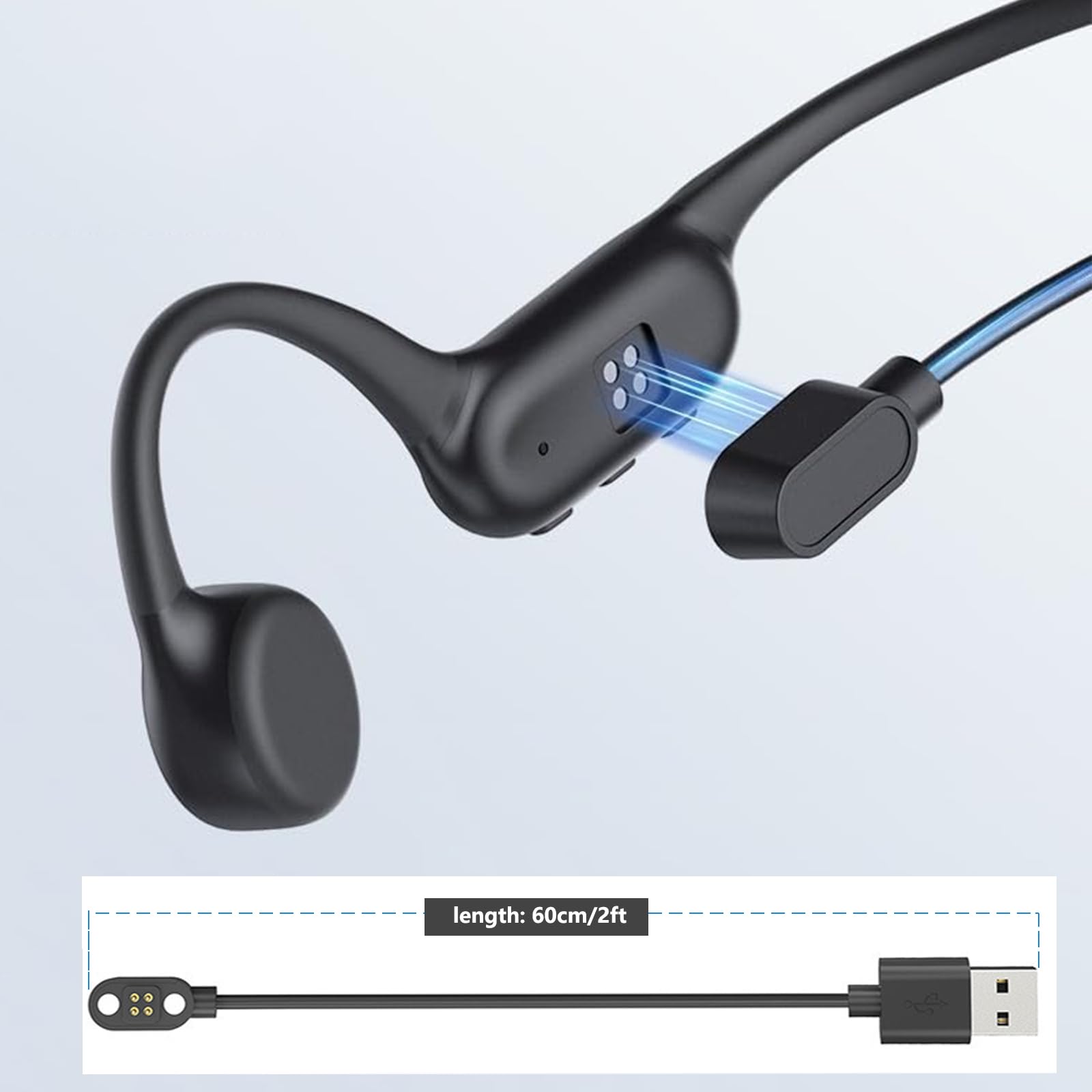 سماعات أذن بتقنية التوصيل العظ - مراجعة Magnetic Charging Cable Bone Conduction وسعره