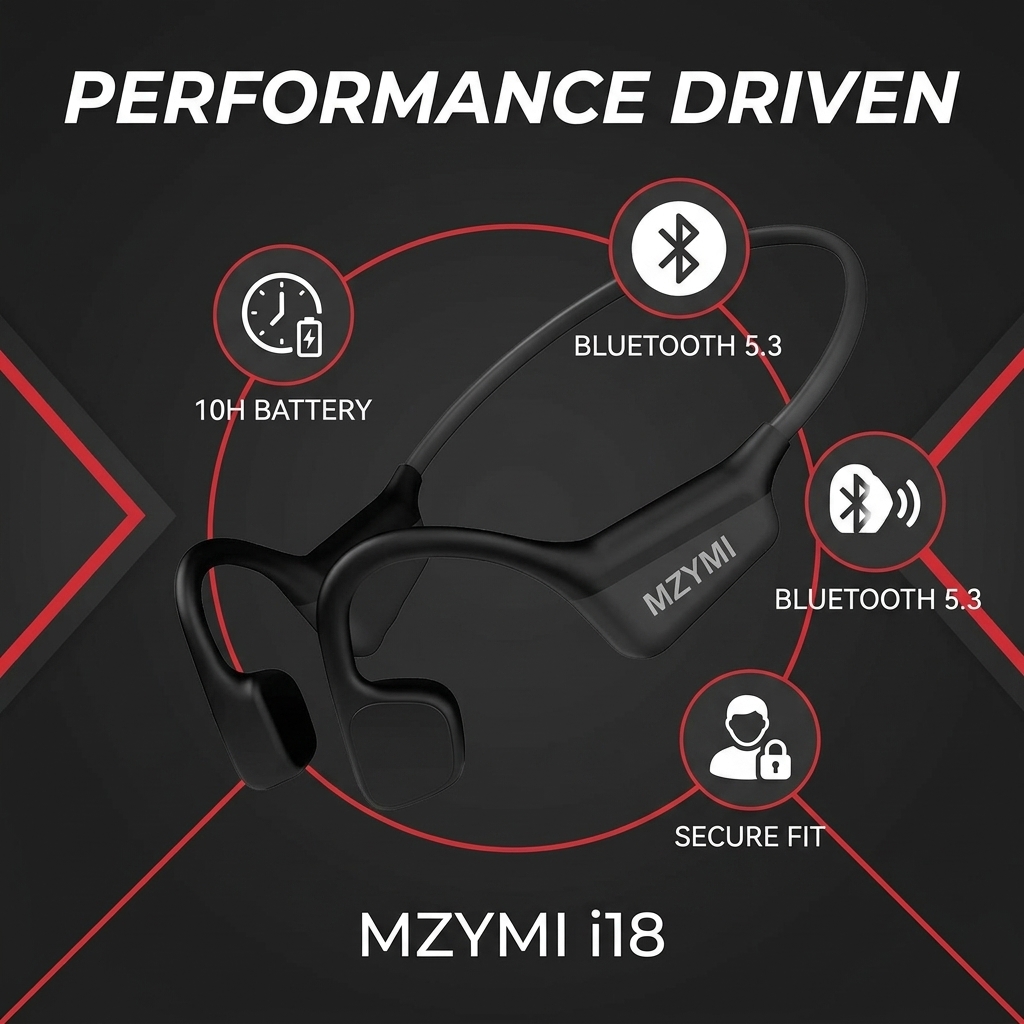 سماعات أذن لاسلكية MZYMI I18 P - مراجعة Bone Conduction Headphones Bluetooth 5.3 وسعره
