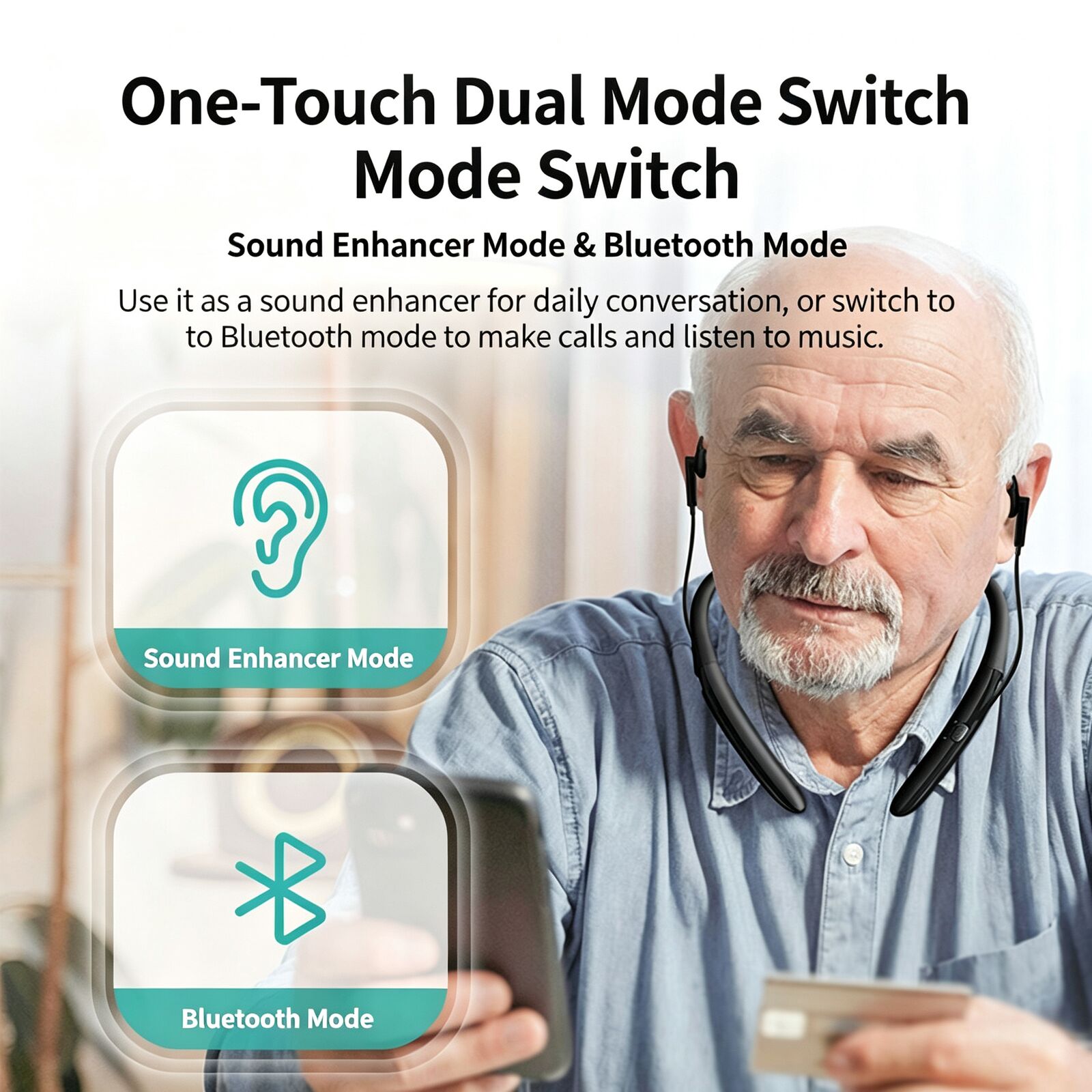 سماعة بلوتوث لتعزيز الصوت حول  - مراجعة Bone Conduction Hearing Aid Amplifier وسعره