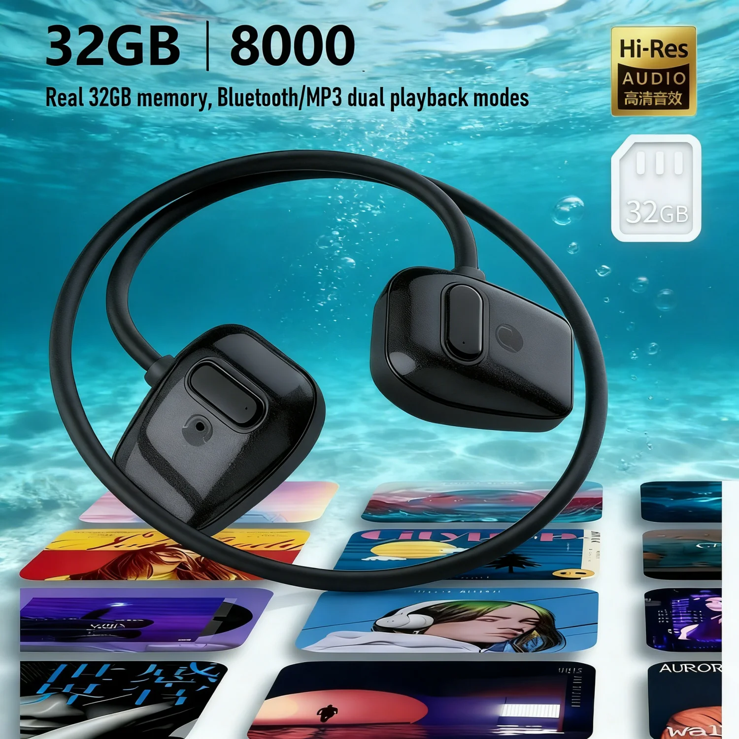 سماعات بلوتوث بتقنية التوصيل ا - مراجعة Swimming Bone Conduction Earphones Ip68 Mp3 وسعره