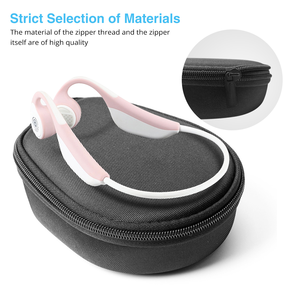 حقيبة محمولة صلبة من مادة EVA  - مراجعة Hard Travel Case Bone Conduction Earphones وسعره