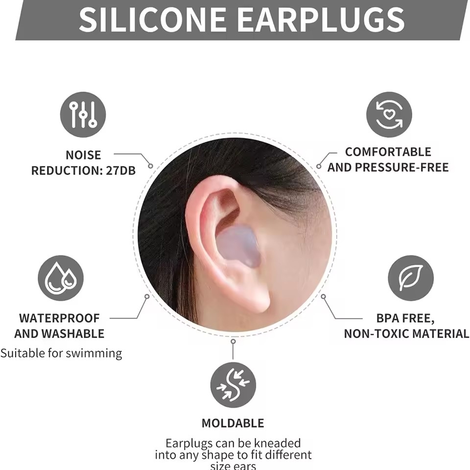 سدادات أذن من السيليكون الناعم - مراجعة Waterproof Swimming Earplugs Silicone وسعره