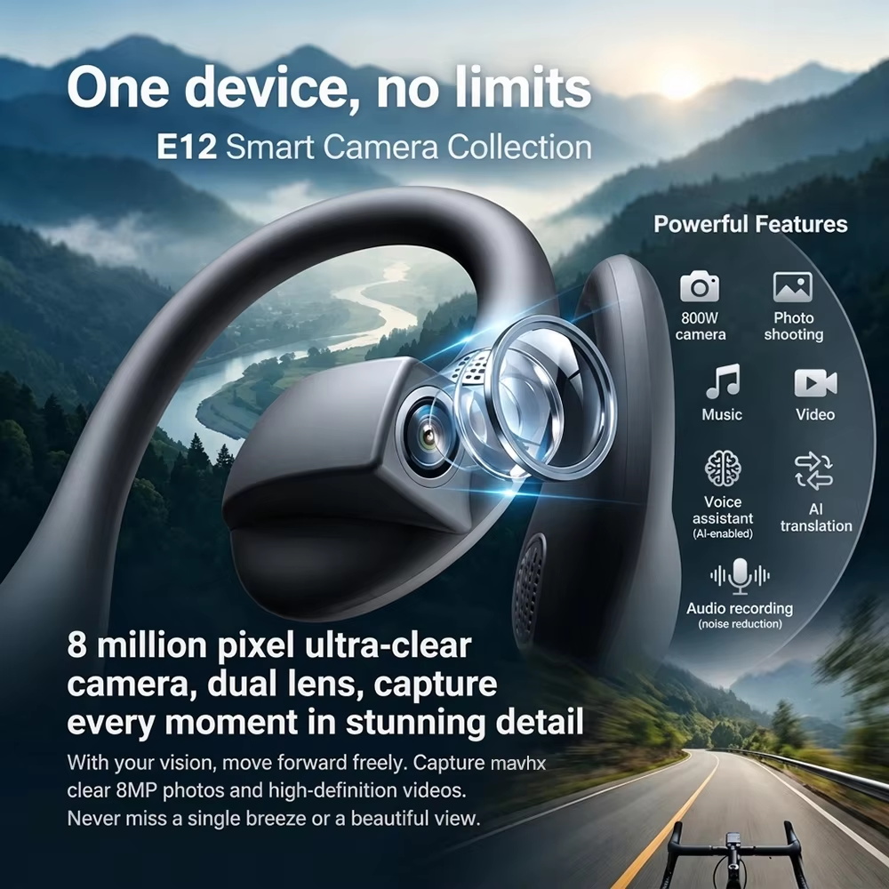 سماعات رأس E12 بتقنية التوصيل  - مراجعة Bone Conduction Headphones Bluetooth 5.3 وسعره
