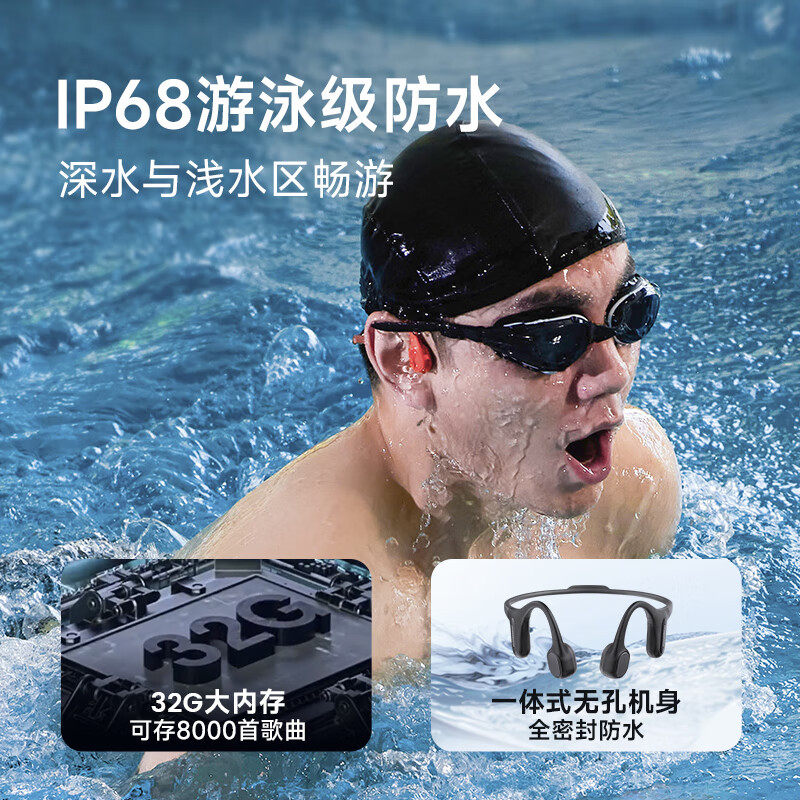 سماعات أذن بتقنية التوصيل العظ - مراجعة Swimming Bone Conduction Earphones Ip68 Mp3 وسعره